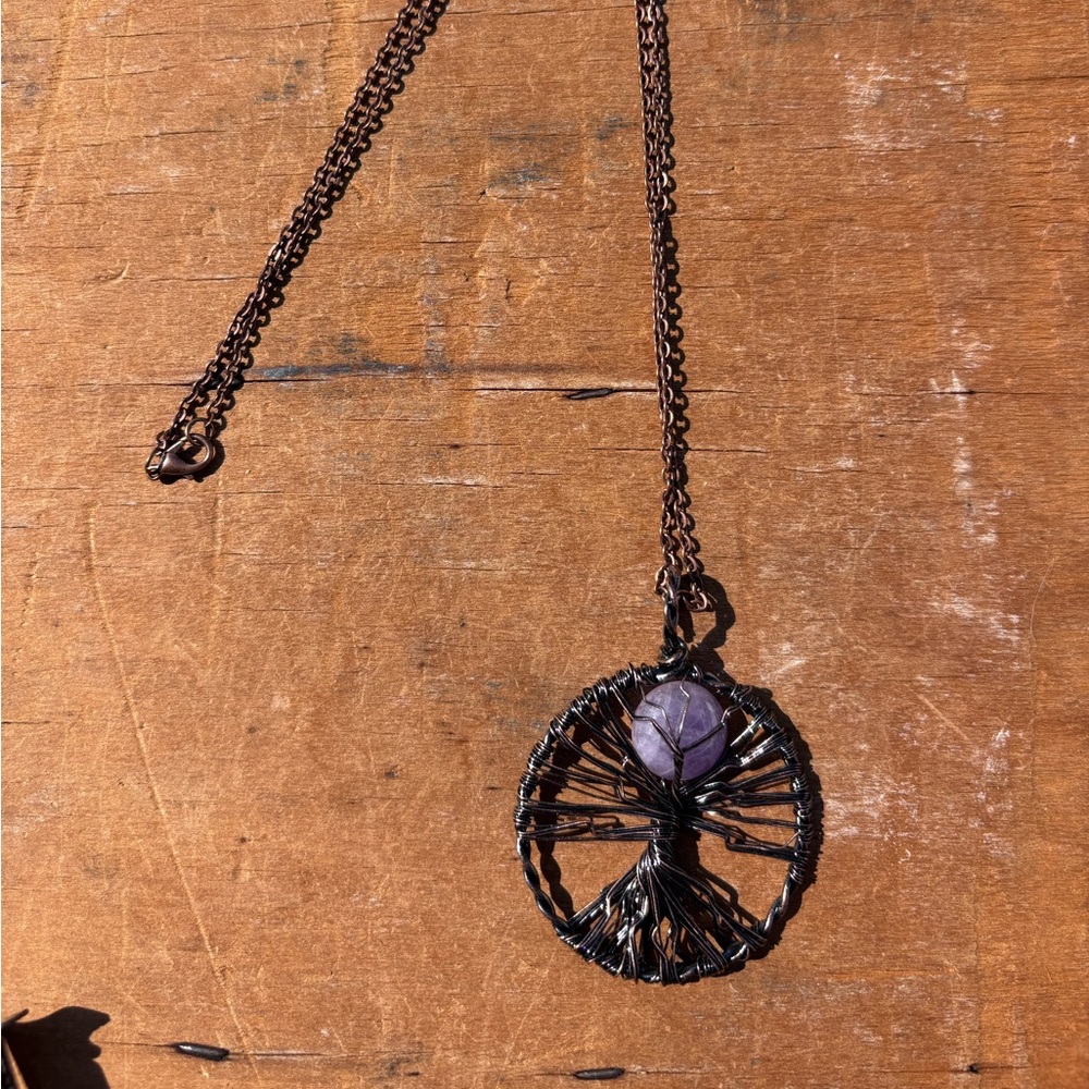 Amethyst Tree of Life Wirewrapped Necklace/handmade